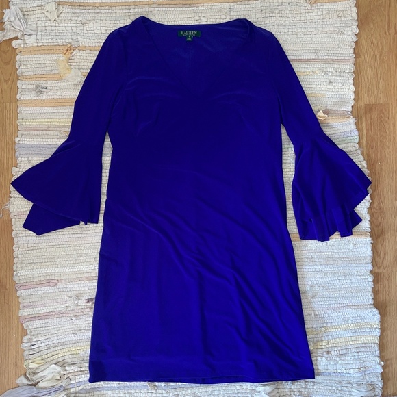 Lauren Ralph Lauren Dresses & Skirts - Lauren Ralph Lauren New Purple Flutter Sleeve Midi Ponte Dress